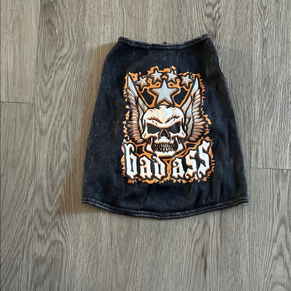 Edgy Black Skull Graphic dog tank